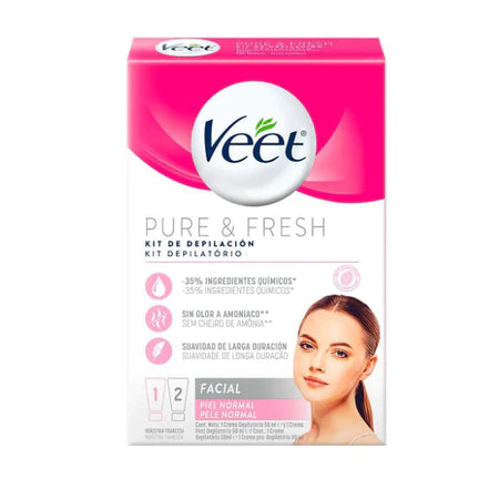Kit Veet Creme Depilatório + Pós Facial Pure & Fresh 50m